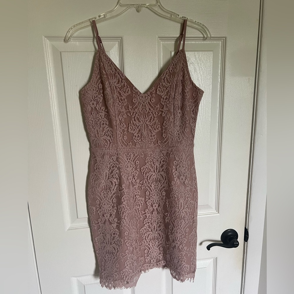 Blush Pink Lace Mini Dress